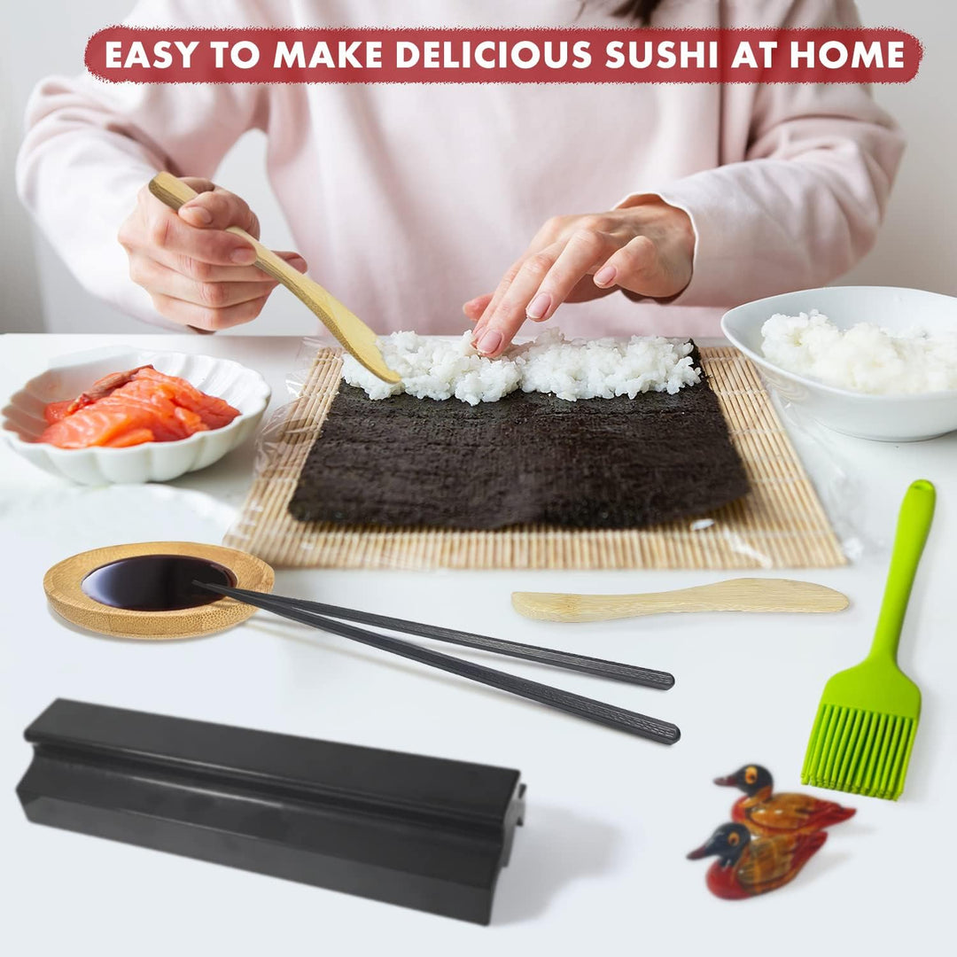 MLRYH Sushi Making Kit Sushi Maker 20 Stück DIY Set Bambusmatten,Essstäbchen, Avocadoschneider, Padd