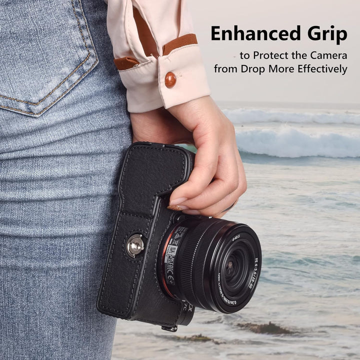 MUZIRI KINOKOO Alpha 7C II Hülle, Retro Stil Echtleder Tasche für Sony A7C II/Alpha 7C Mark II Kamer