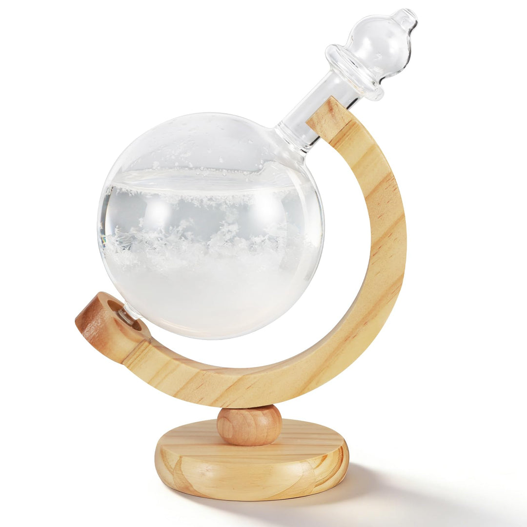 Sturmglas Wettervorhersage, Globus-Sturmglas Aus Glas Und Holz Elegante Deko Sturmglas zur Wettervor