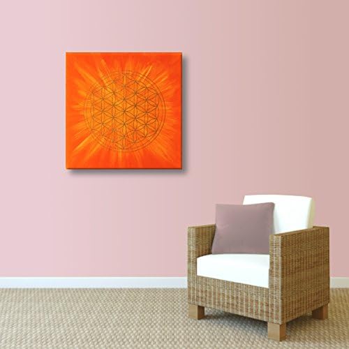 Wandbild Blume des Lebens in Gold "Sonne" - Grösse 50cm x 50cm - Handgemalt mit Acrylfarbe auf Leinw