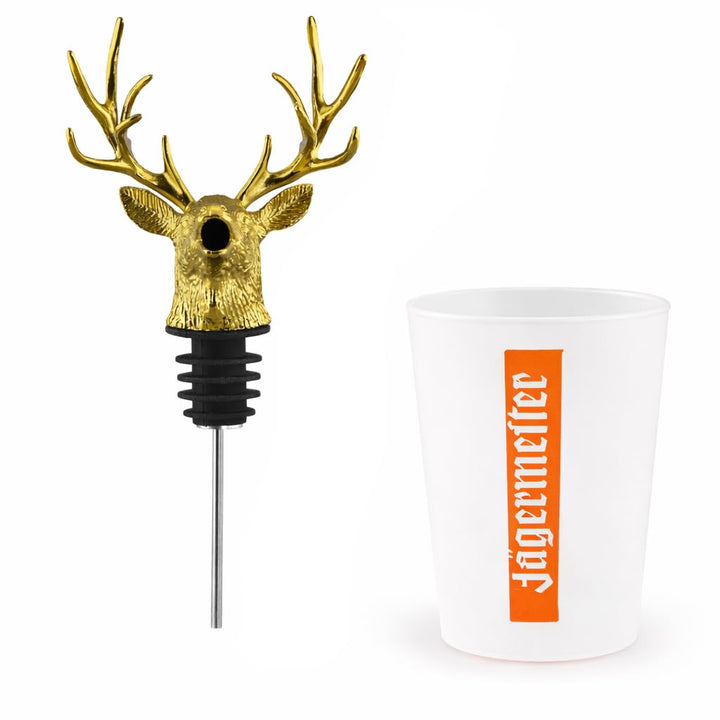 Original Jägermeister ® Ausgiesser Ausschenker Schnapsausgiesser, Dosierer, Metall, mit Hirschgeweih