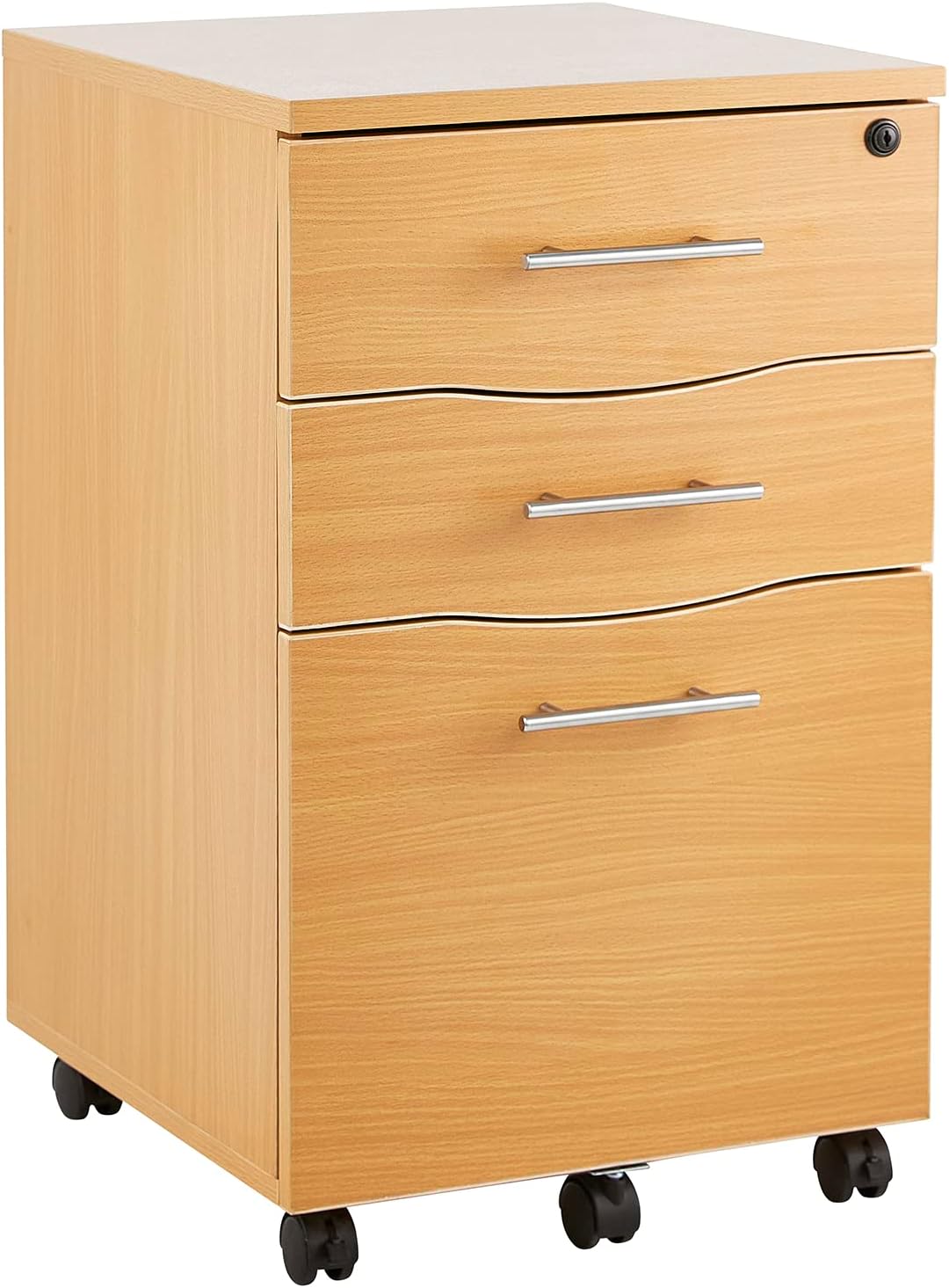 MMT Furniture Designs Ltd MT Products Mobilschrank mit 3 Schubladen, abschliessbar, Buche, für Schre