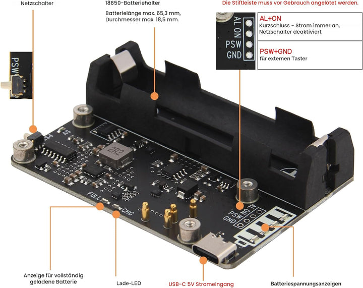 Geekworm X306 V1.3 Ultra-Thin UPS Shield for Raspberry Pi Zero 2 W