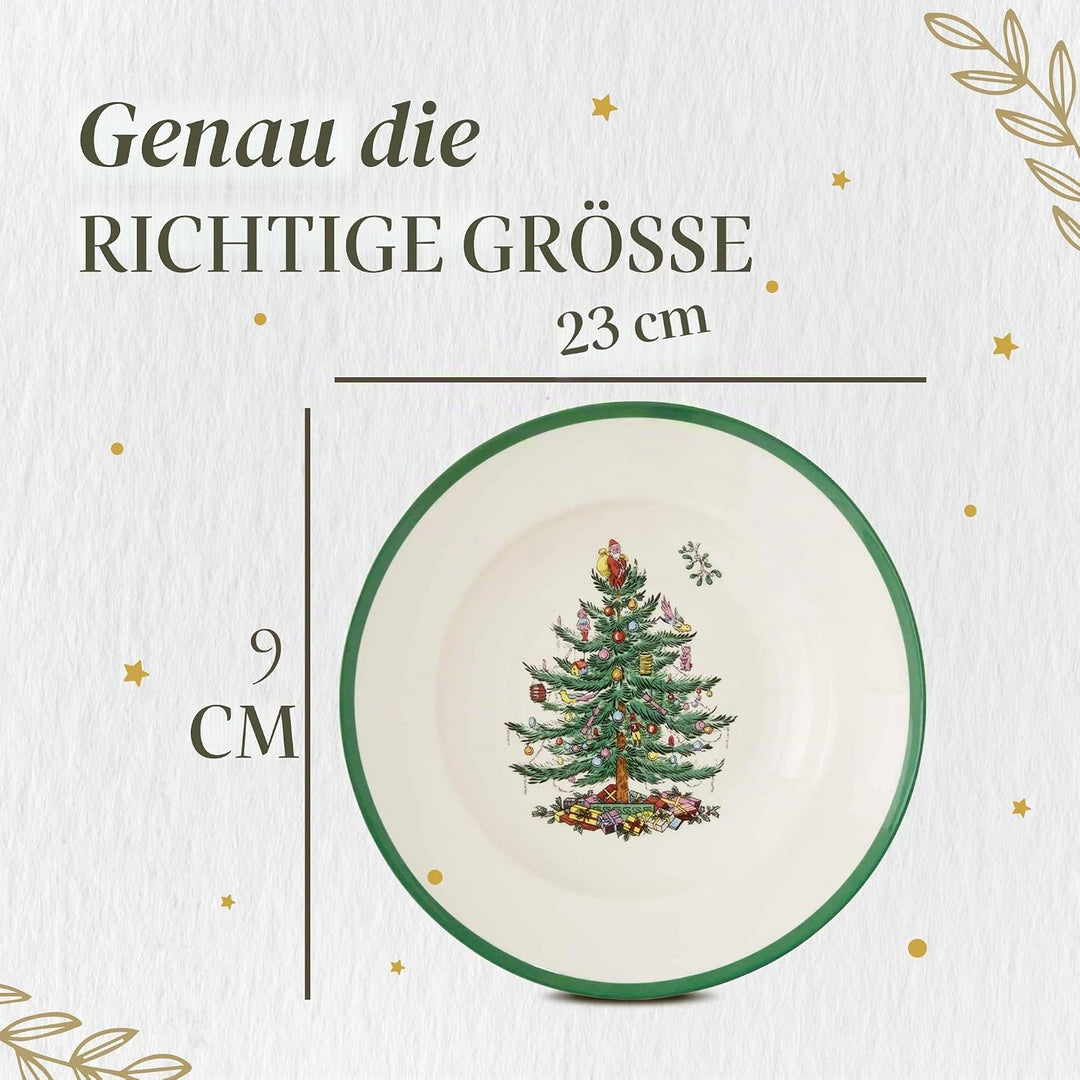 Portmeirion Home & Gifts Spode Suppenteller, Keramik, mehrfarbig, 4 Stück, 23 x 23 x 4 cm Weihnachts