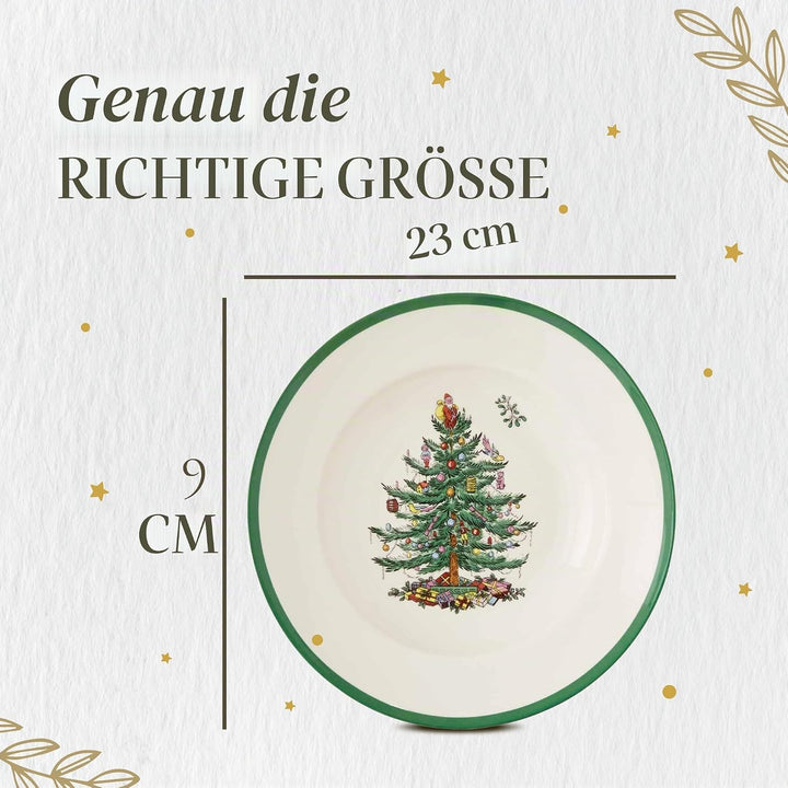 Portmeirion Home & Gifts Spode Suppenteller, Keramik, mehrfarbig, 4 Stück, 23 x 23 x 4 cm Weihnachts