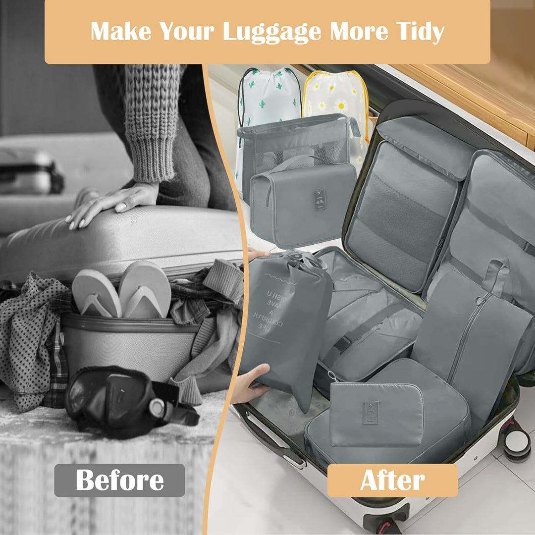 13 Stück Koffer Organizer Set, Packing Cubes, Wasserdichte Kofferorganizer für Urlaub und Reisen, Tr