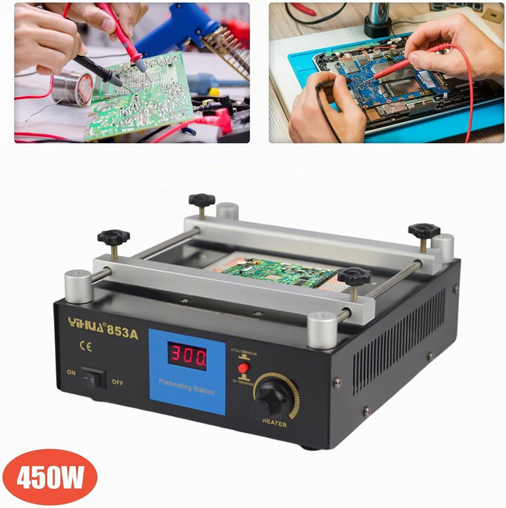 853A Aufwärmstation Heizplatte Vorheizen Antistatisch Rostfrei 450W 220V