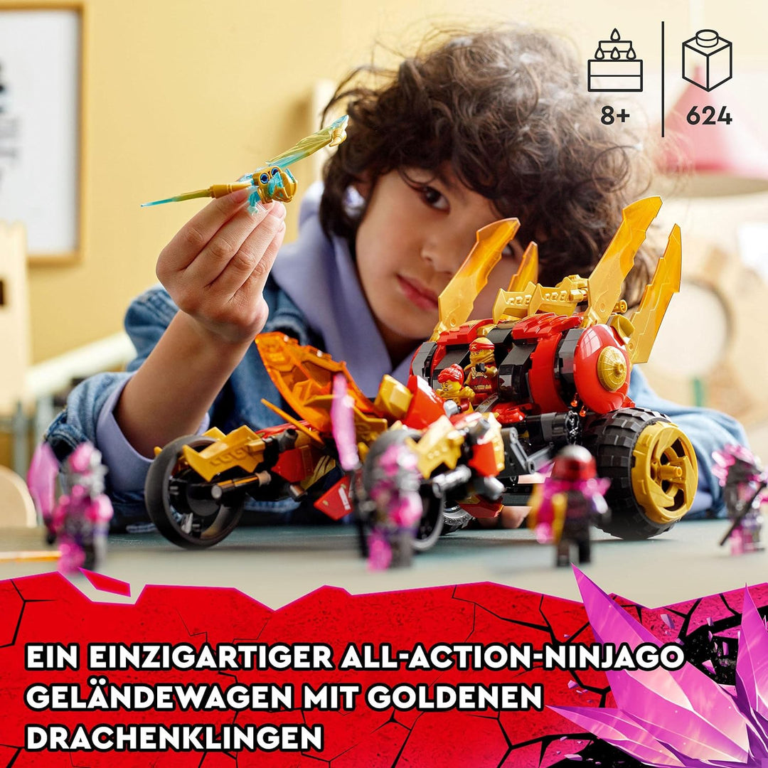 LEGO 71773 NINJAGO Kais Golddrachen-Raider Set, Auto mit Kai und Goldener Drache Zane als Minifigure