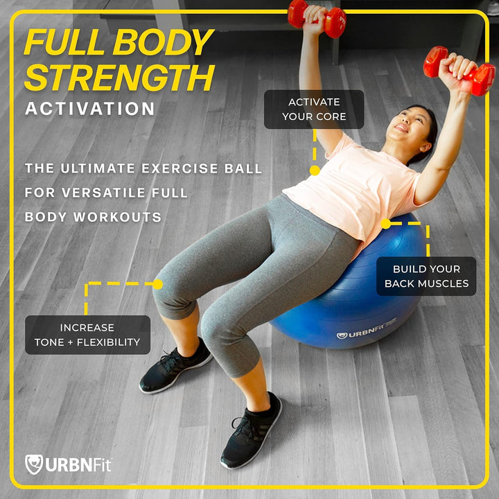 URBNFit Gymnastikball – Yoga-Ball für Workout, Schwangerschaftsstabilität, Anti-Burst, Schweizer Bal