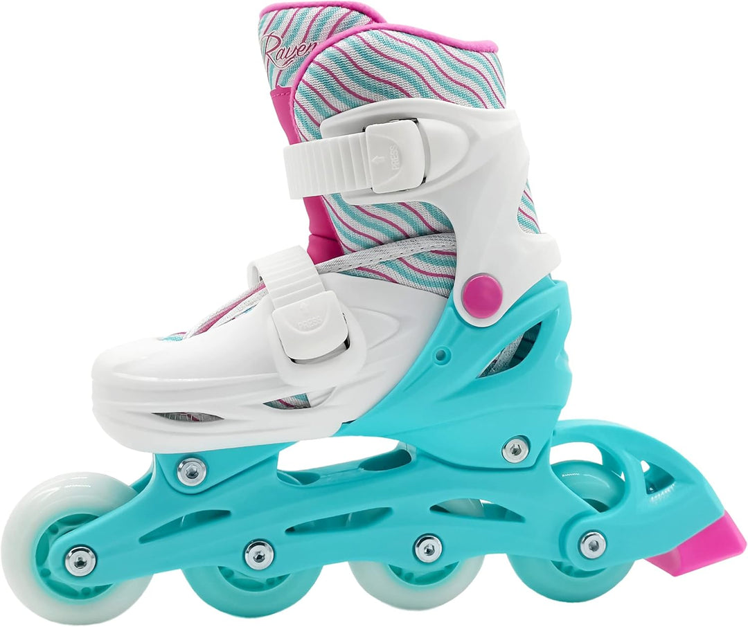 Kinder Inline Skates Inliner Raven Lia verstellbar mit LED Leuchtrad 30-33 (18-20,5cm) Raven Loret,
