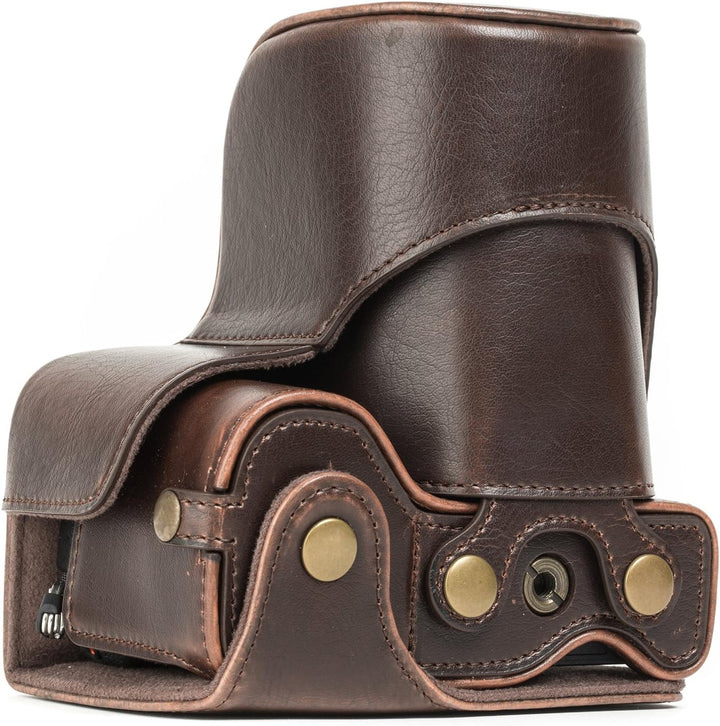 MegaGear MG1015 Ever Ready Leder Kameratasche mit Trageriemen kompatibel mit Sony Alpha A6500 (bis z