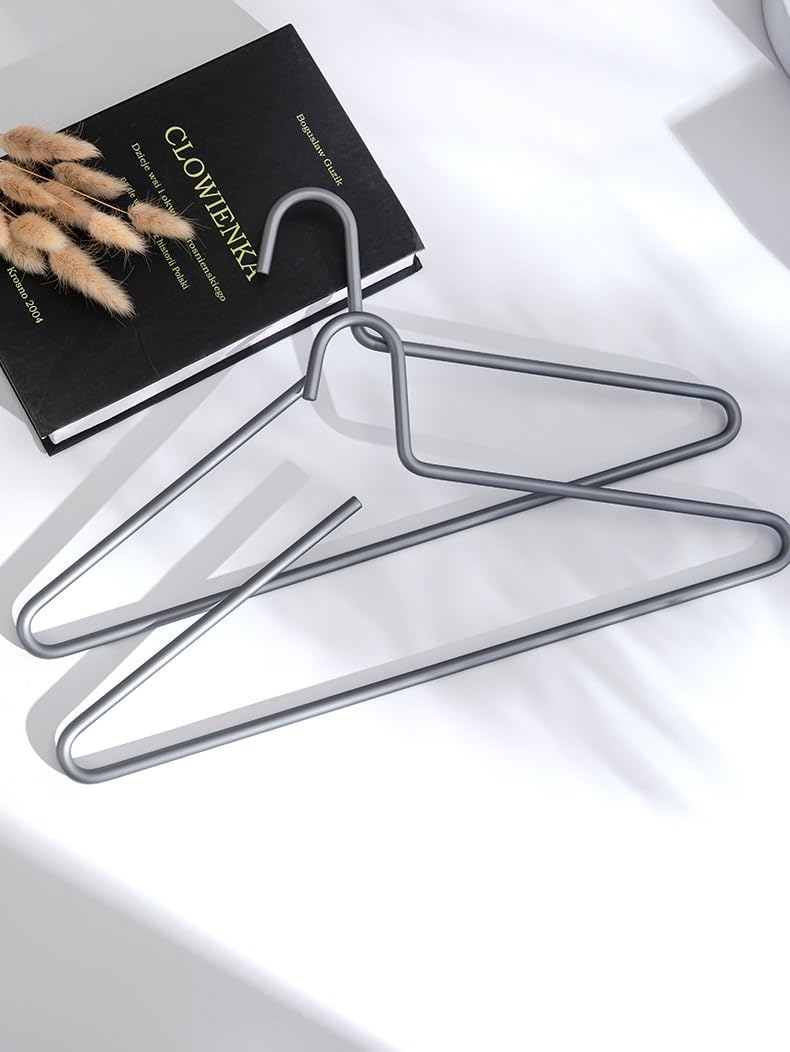 Premium Matte Titangrau Seide Aluminium Kleiderbügel - 10er Pack, 41,5 cm Extra Glatt & Robust Metal