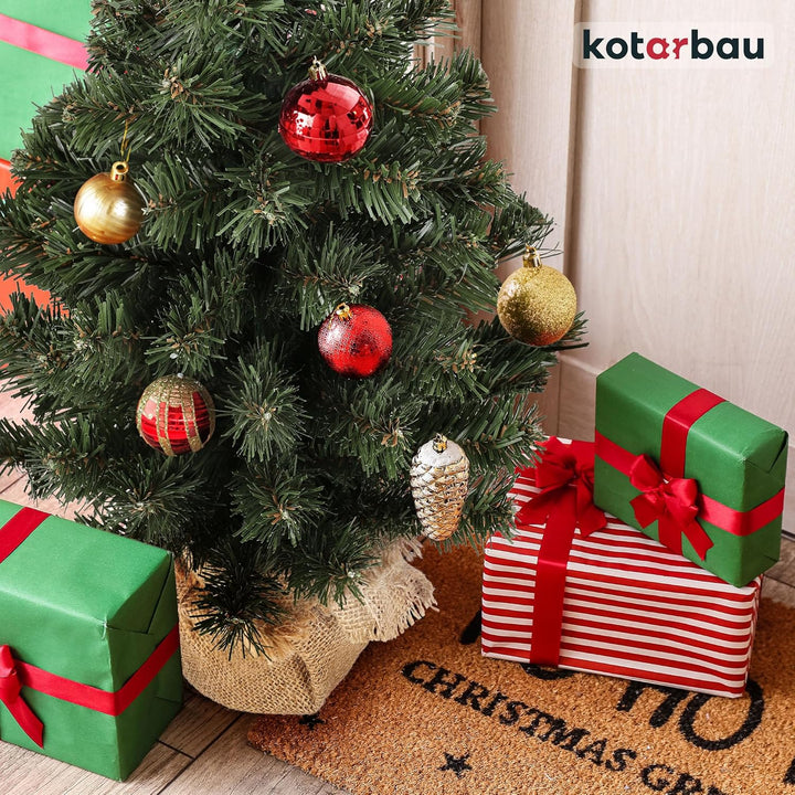KOTARBAU® Künstlicher Weihnachtsbaum Deko Klein 50 cm mit Jute Weihnachtsbaumständer Mini Tannenbaum