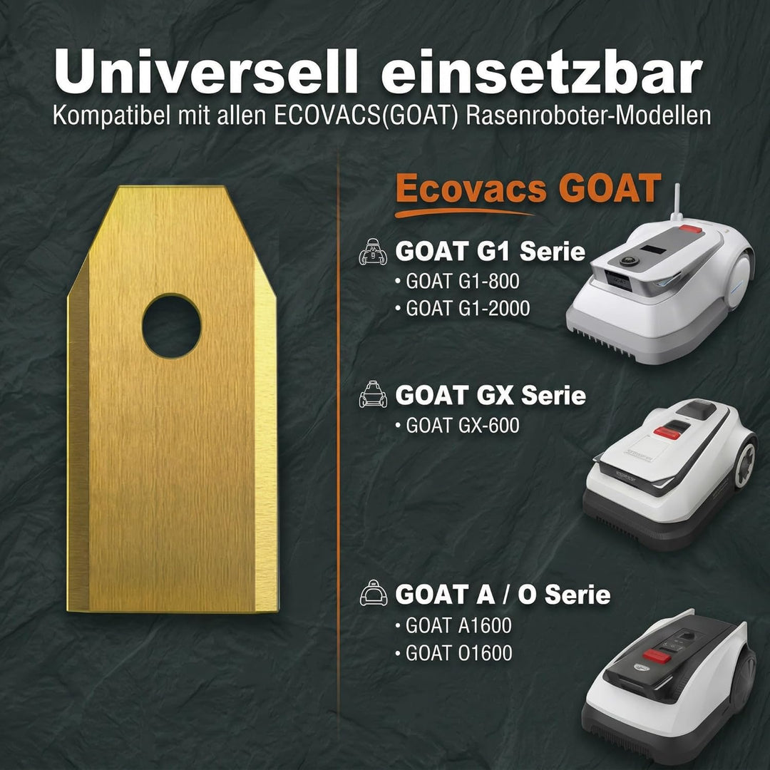 HAUSPROFI 60x Titan Ersatzklingen Ersatzkmesser für ECOVACS GOAT Mähroboter, DIN EN 50636-2-107 gepr