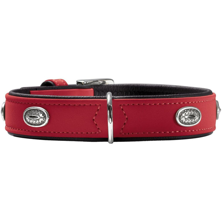 HUNTER SOFTIE STONE Hundehalsband, Kunstleder, mit Applikationen, pflegeleicht, 45 (S-M), rot rot 45