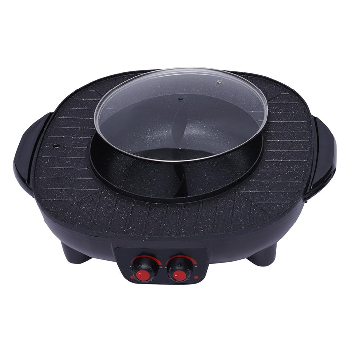 2 In 1 Hotpot und Grill, 2000W Hot Pot Elektrisch, Multifunktions Hot Pot Und Bbq Tischgrill, Temper