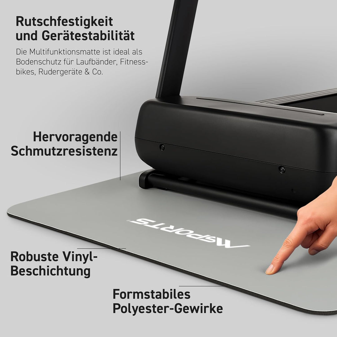 MSPORTS Bodenschutzmatte Premium für Fitnessgeräte - wiederstandsfähige Unterlage für Crosstrainer,