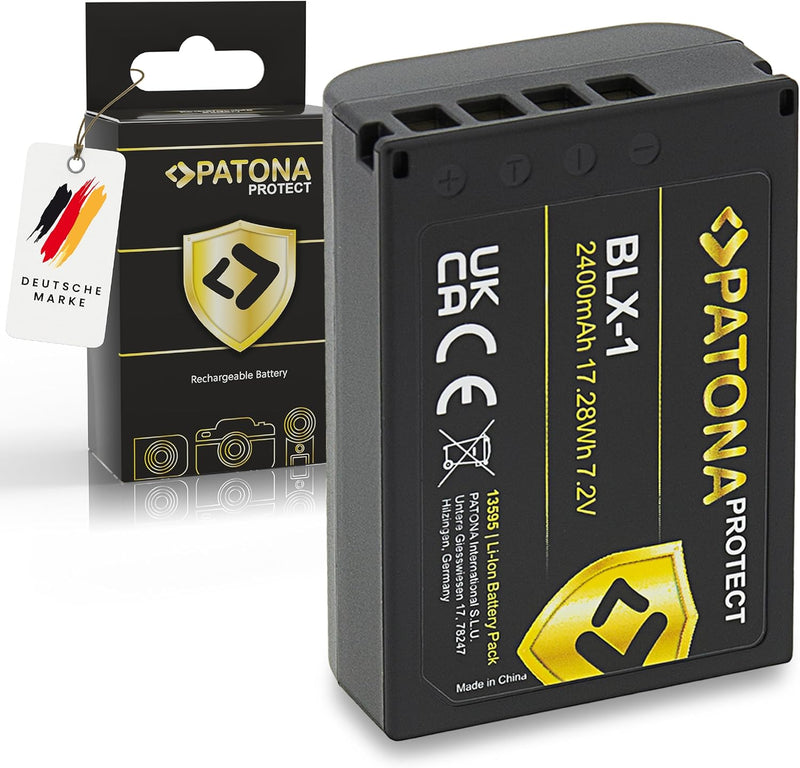 PATONA 2X V1 Protect Akku BLX-1 (2250mAh) inkl. NTC-Sensor und V1 Gehäuse - mit PD Performance USB L