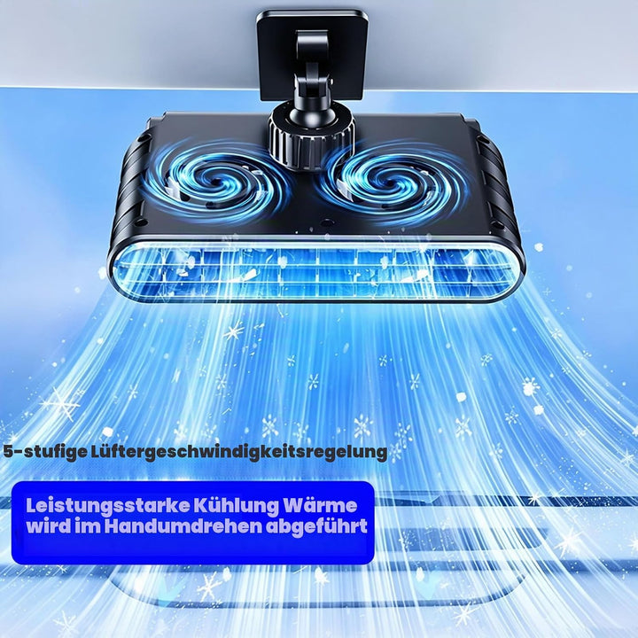 Auto-Sonnenblendenventilator, 5-Stufig Clip Ventilator für Auto-Sonnenschutz, mit 360° drehbarer Hal