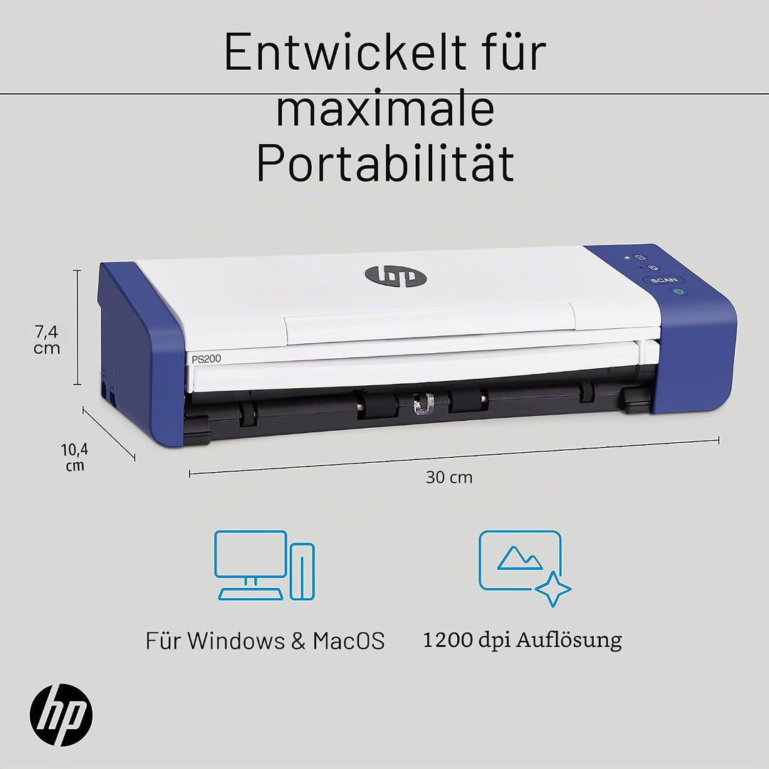 HP Kompakter Desktop Duplex USB Mobiler Dokumenten- &amp; Foto-Scanner mit Auto-Feed Tray für tragbares