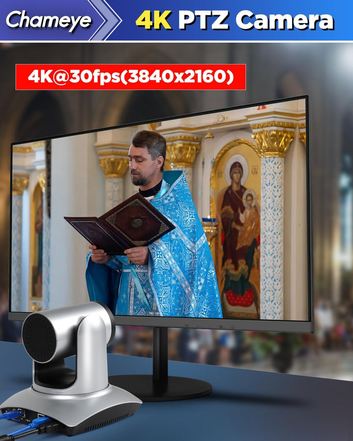 Chameye 4K PTZ Kamera 20x Optischer Zoom mit HDMI, USB3.0 Plug und Play, LAN(PoE) für Videokonferenz
