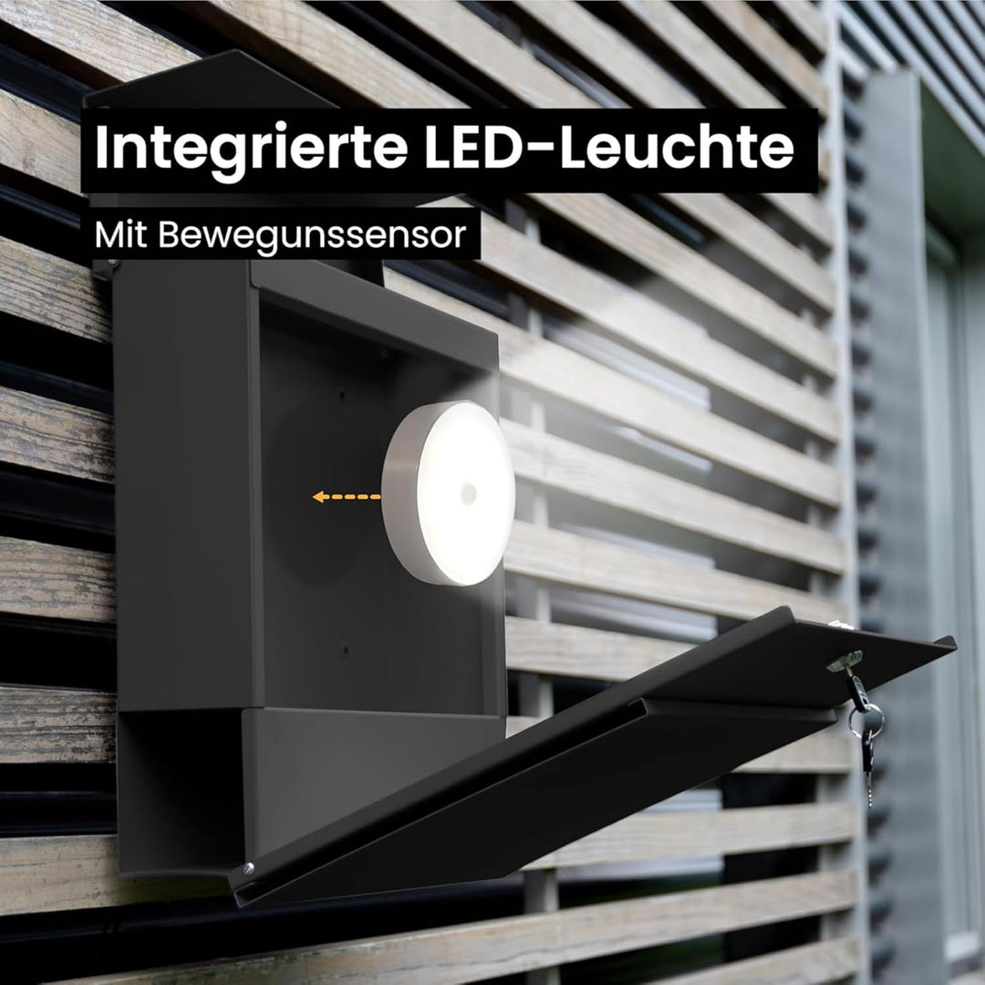 Radius® Designer Briefkasten Edelstahl - Hausnummer & Briefkasten Namensschild personalisiert mit La
