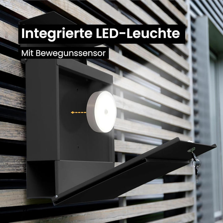 Radius® Designer Briefkasten Edelstahl - Hausnummer & Briefkasten Namensschild personalisiert mit La