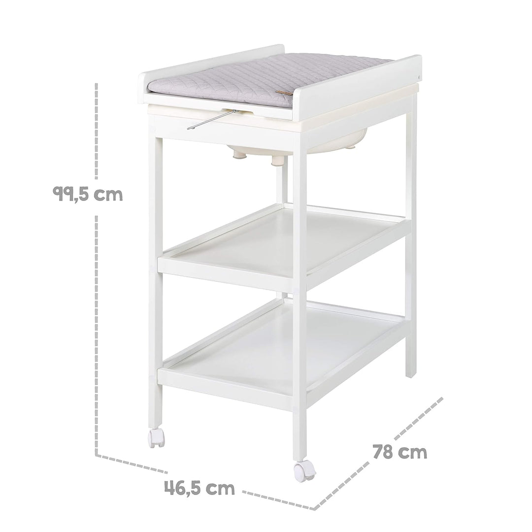 roba Bade Wickel Kombination + Wickelauflage Style grau - Mobiler Kombi Wickeltisch mit integrierter