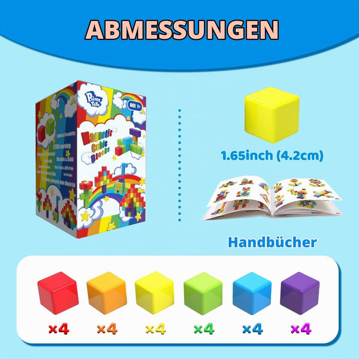 Pairez Toys Magnetische Bausteine, 1,65 Zoll grosse magnetische Stapelwürfel für Kleinkinder, sensor
