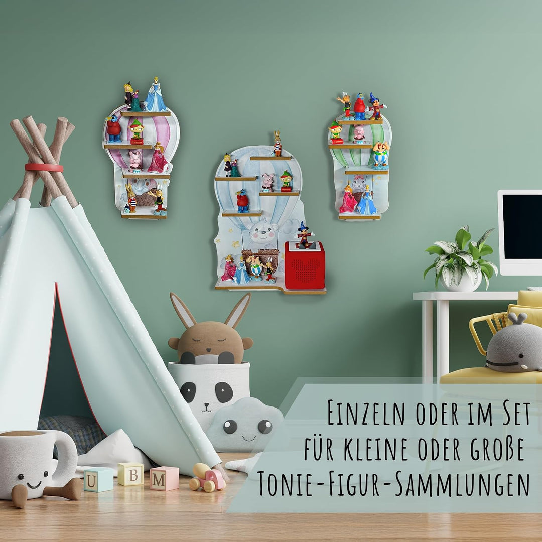 Smagnon Regal für die Toniebox und Tonie Figuren Motiv Ballon-Familie Kinderspielzeug (Nebenregal: E