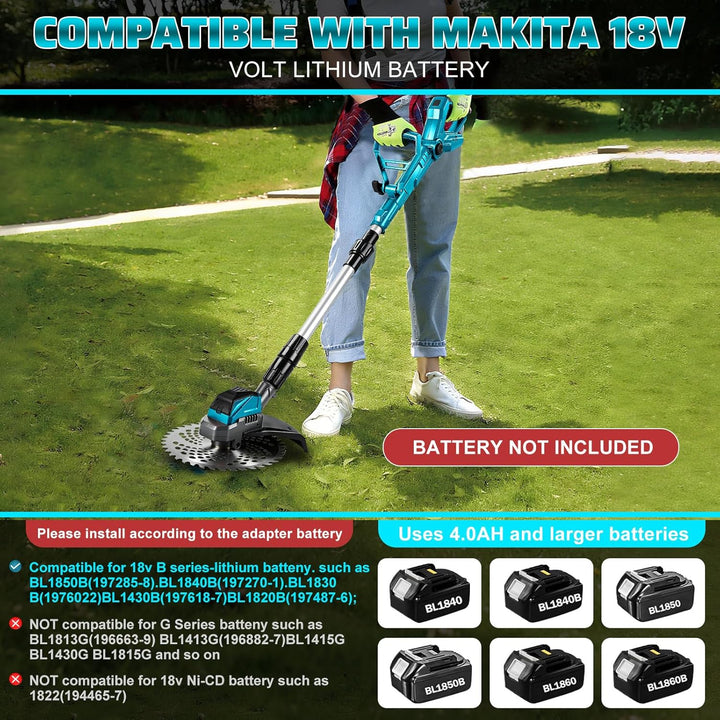 panthem Akku Rasentrimmer Rasenkantenschneider Freischneider für Makita 18V (ohne Akkus), 4 in 1 Unk