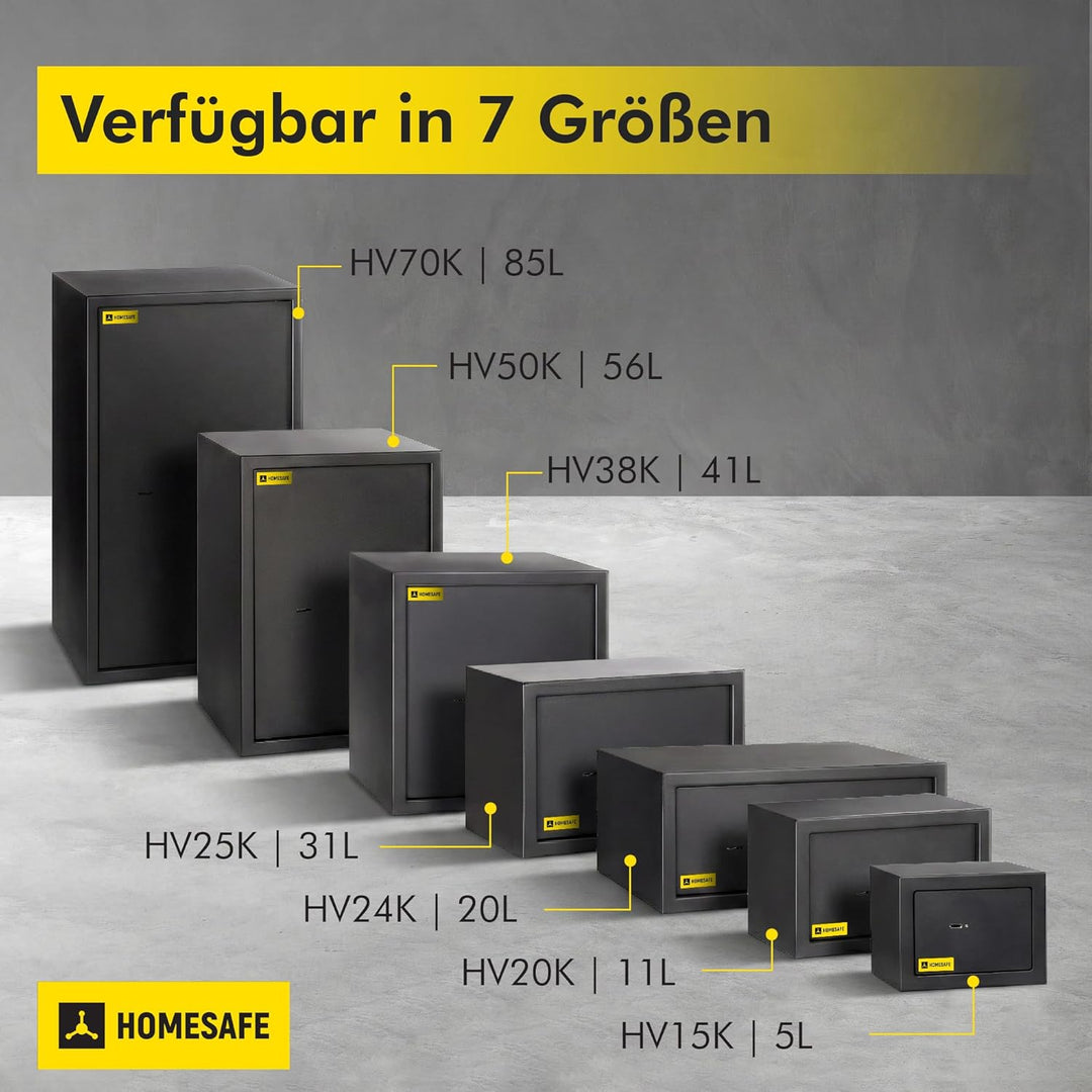 Homesafe HV15K Tresor Safe mit Schlüssel-Schloss, 15x20x17cm (HxWxD ), Carbon Satin Schwarz, 15x20x1
