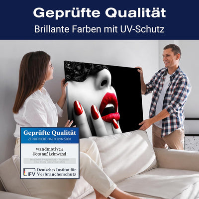 wandmotiv24 Leinwandbild 260 g/m² - Kunstdruck auf Leinwand - Wandkunst - Wandbild mit Frauen Lippen