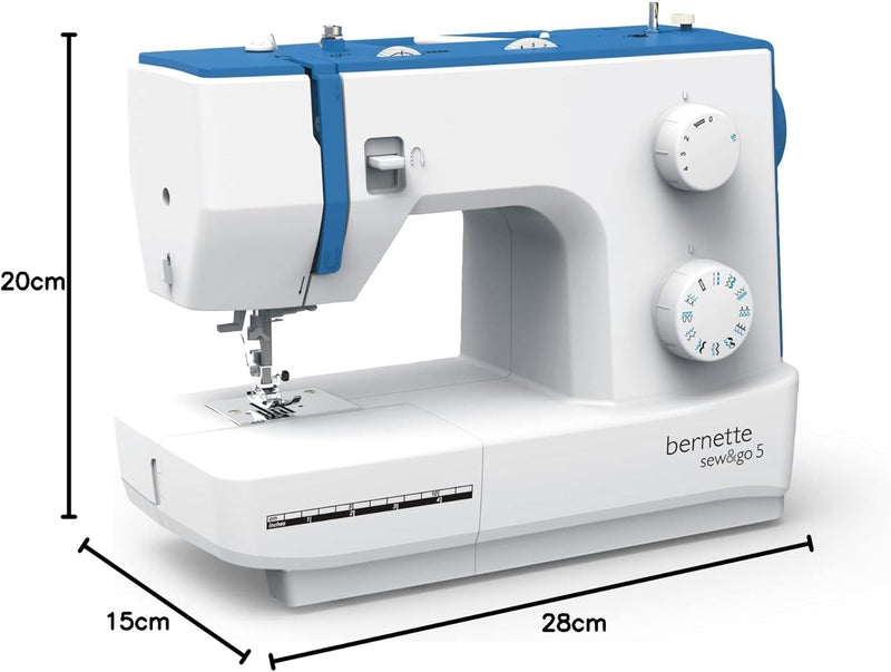 bernette sew&go 5 - Freiarm Nähmaschine, einfache Bedienung, Einfädelhilfe, Fadenabschneider, 23 Näh