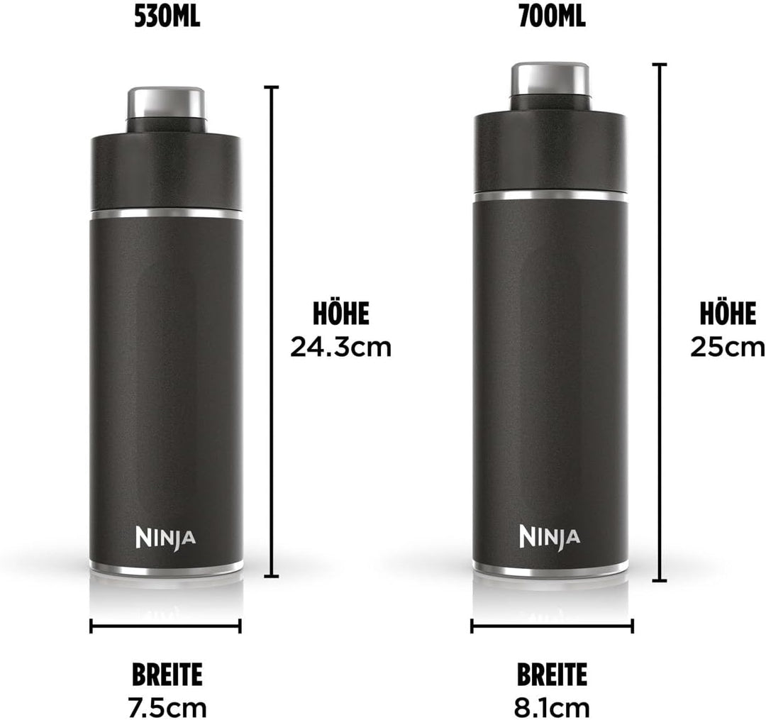 Ninja Thirsti Wasserflasche/Thermobecher to go, 530ml, auslaufsicherer Deckel, für kohlensäurehaltig
