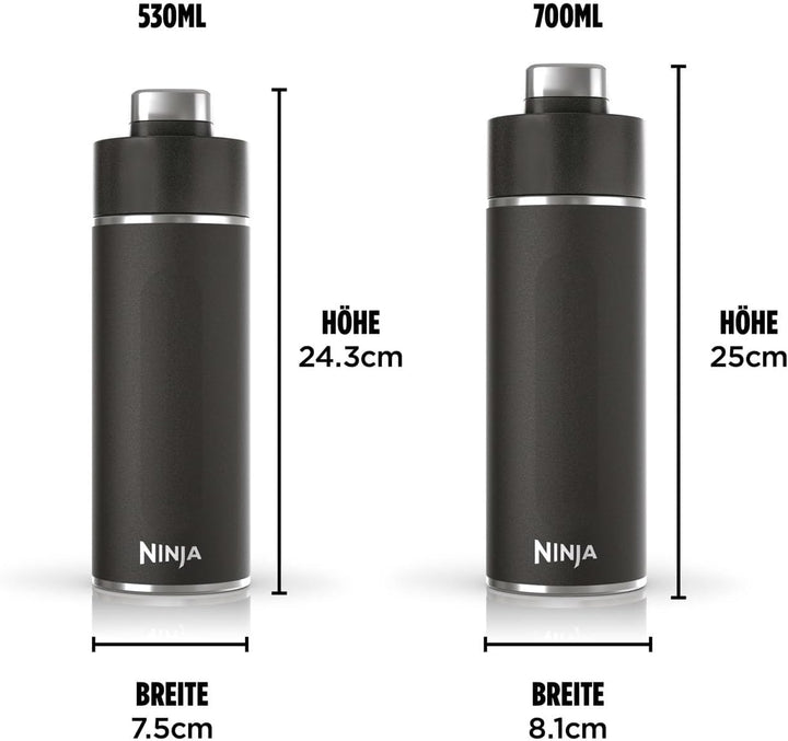 Ninja Thirsti Wasserflasche/Thermobecher to go, 530ml, auslaufsicherer Deckel, für kohlensäurehaltig