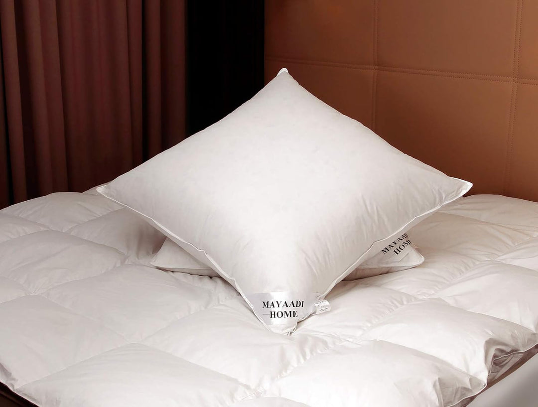 Mayaadi-Home 2er Set Kopfkissen 80x80 cm | 2000g Füllung, 70% Daunen 30% Federn | 100% Natur Bezug a