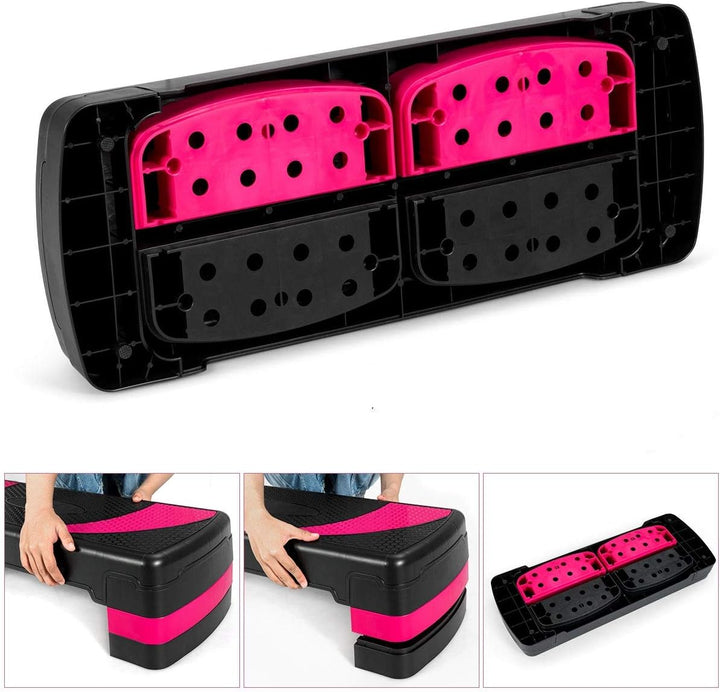 DREAMADE Fitness Steppbrett Höhenverstellbar, Fitness Stepper Multifunktional, Aerobic Steppbrett St