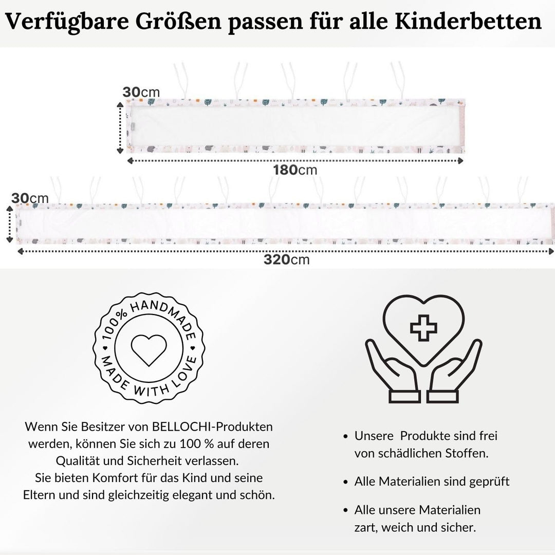 Bettumrandung Babybett, Kinderbett Umrandung 360x30 cm Bettumrandung, Nestchen Babybett Umrandung, g