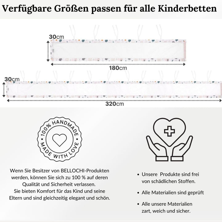 Bettumrandung Babybett, Kinderbett Umrandung 360x30 cm Bettumrandung, Nestchen Babybett Umrandung, g