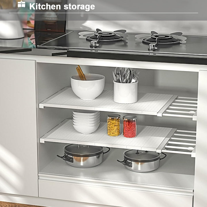 Ausziehbar Garderobensystem Regaltrenner Edelstahl-Stangen Ohne Bohren für Küche Bücherregal Kühlsch