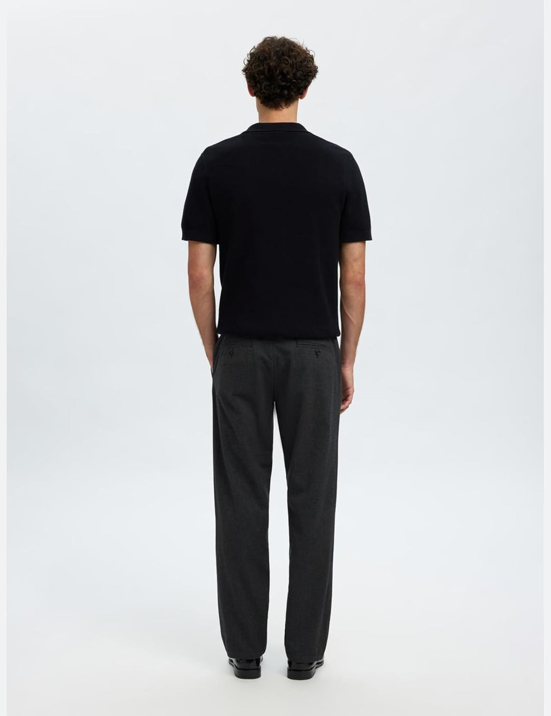 Selected Homme Male Chino 175 Slim Fit Brushed, Dark Grey/Detail:structure