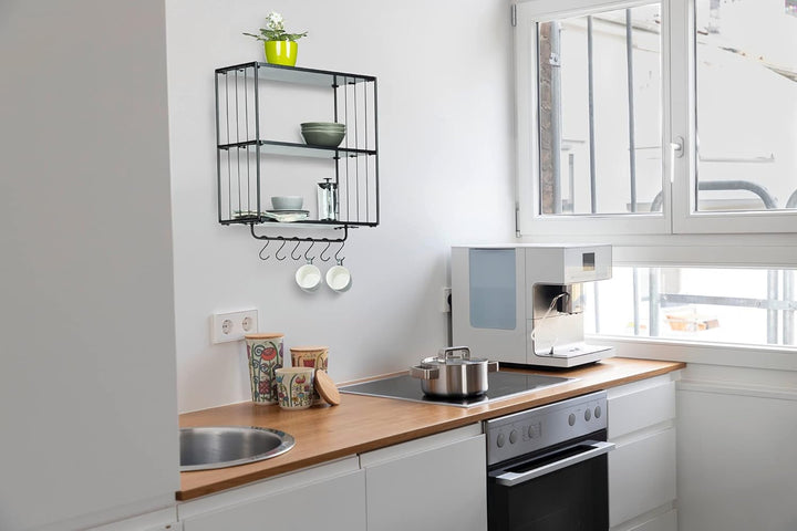 WENKO Wandregal Industrial, 3 Etagen, modernes Regal im Industrie-Stil mit Hakenleiste für Handtüche
