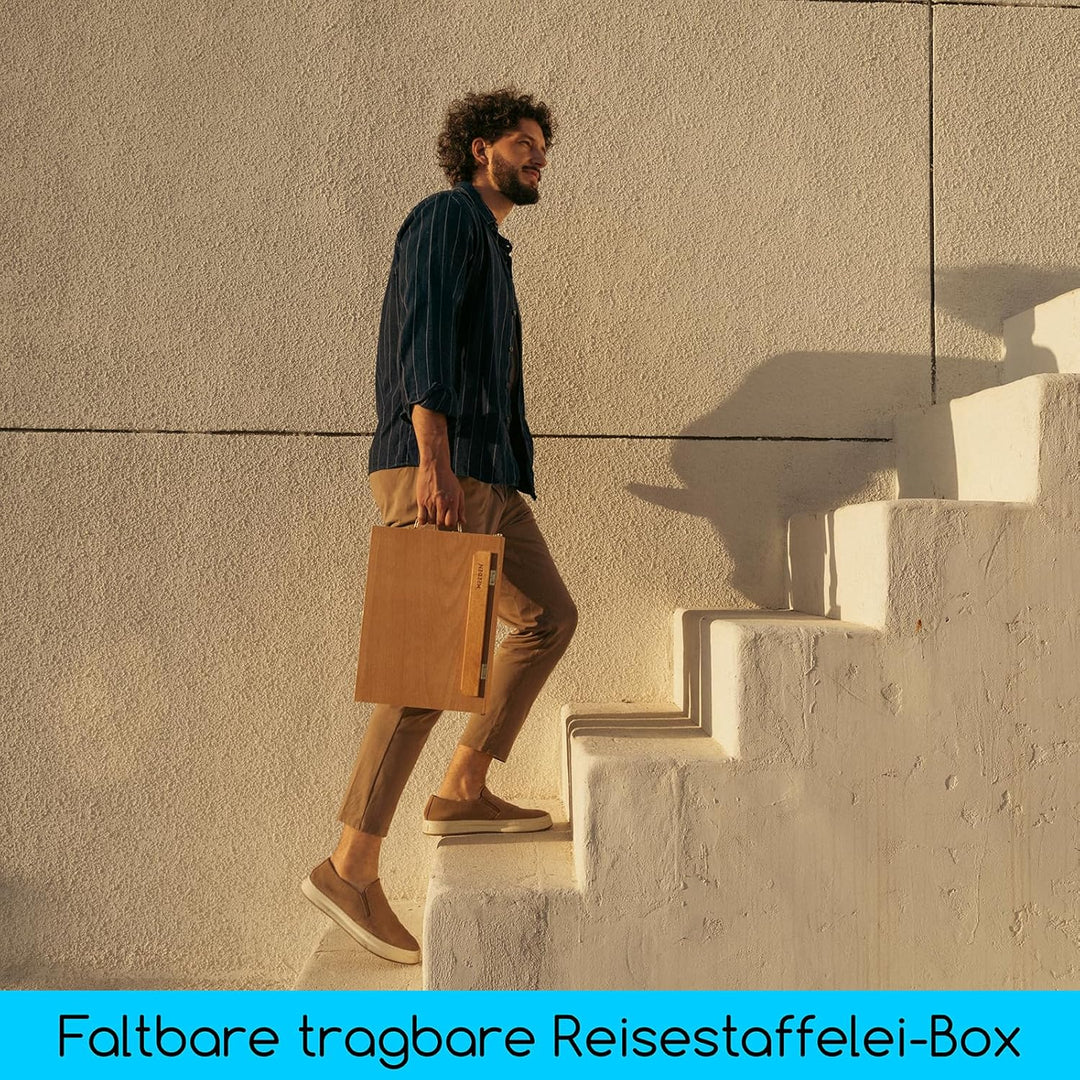 MEEDEN Tischstaffelei Box aus Holz, Portable Sketchbox aus Buchenholz mit Aufbewahrung, Verstellbare