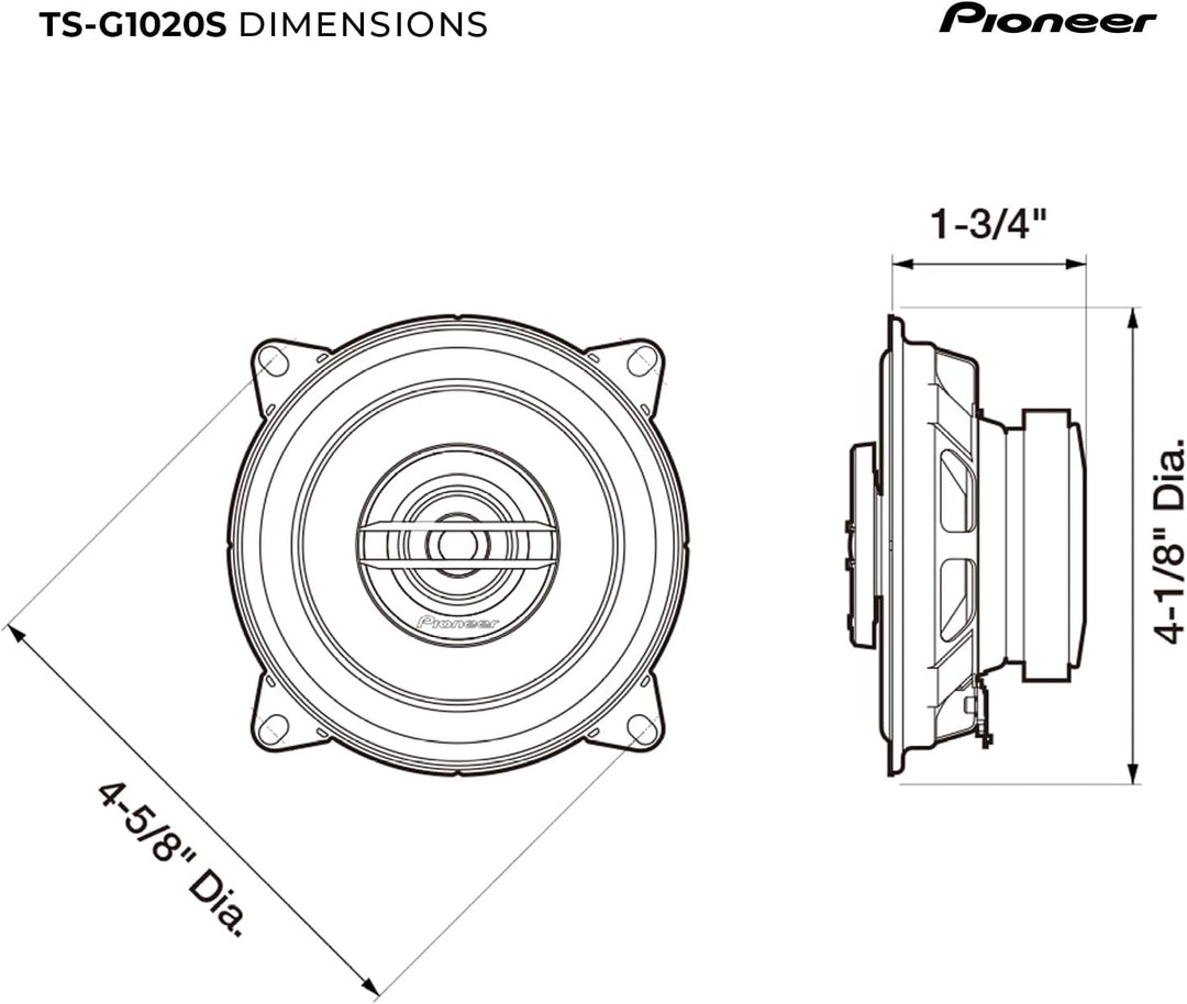 Pioneer TSG1020S Auto 2-Wege 200 W, 10,2 cm, Schwarz Lautsprecher:, Lautsprecher: