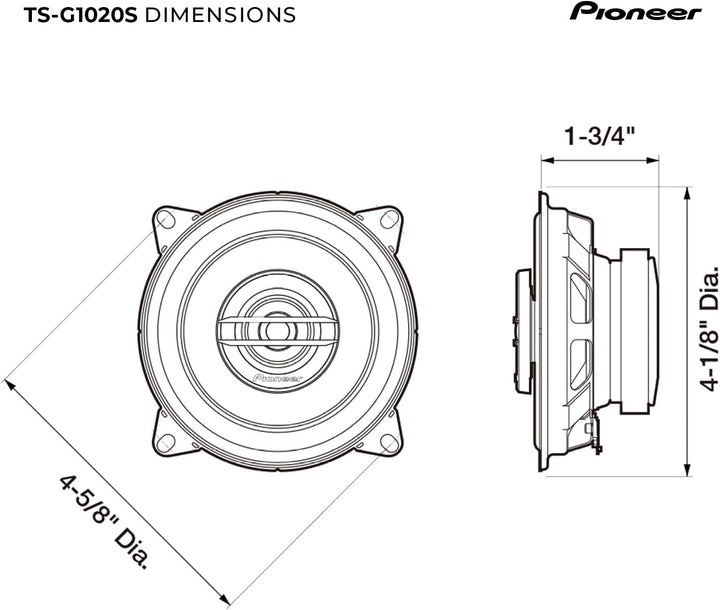 Pioneer TSG1020S Auto 2-Wege 200 W, 10,2 cm, Schwarz Lautsprecher:, Lautsprecher: