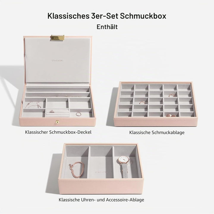 Stackers Blush Klassisch Schmuckschatulle - 3 Blush Pink & Gold, Blush Pink & Gold