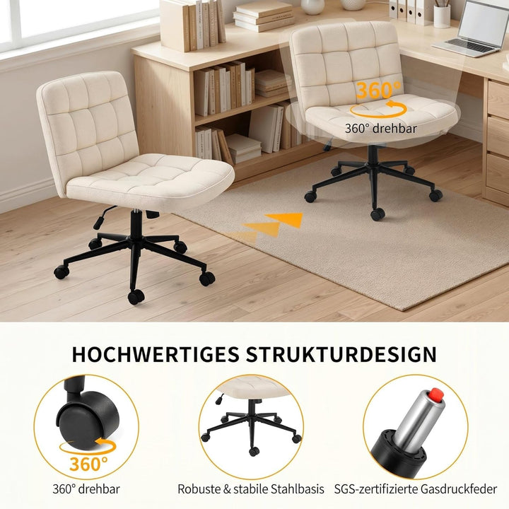 Clevich Bürostuhl Ohne Armlehne, Breiter Schneidersitz Stuhl für Schneidersitz Ergonomischer Höhenve
