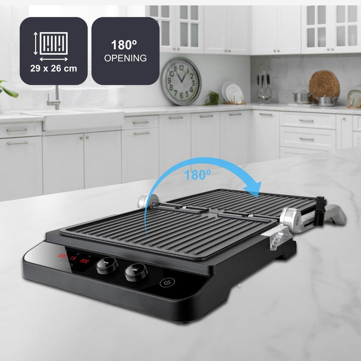 Black+Decker BXGR2000E - Kontaktgrill 2.000W 2-in-1: glatte Platten und Grill, Zubreiten von Fleisch
