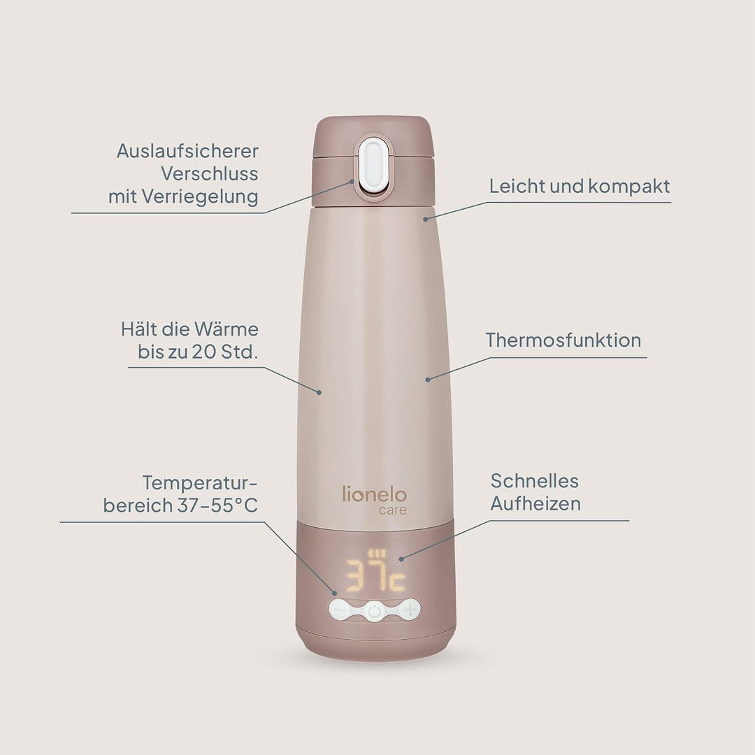 Lionelo Thermup Bottle tragbarer Babyflaschenwärmer für unterwegs, kabellos, Thermosflasche mit Heiz